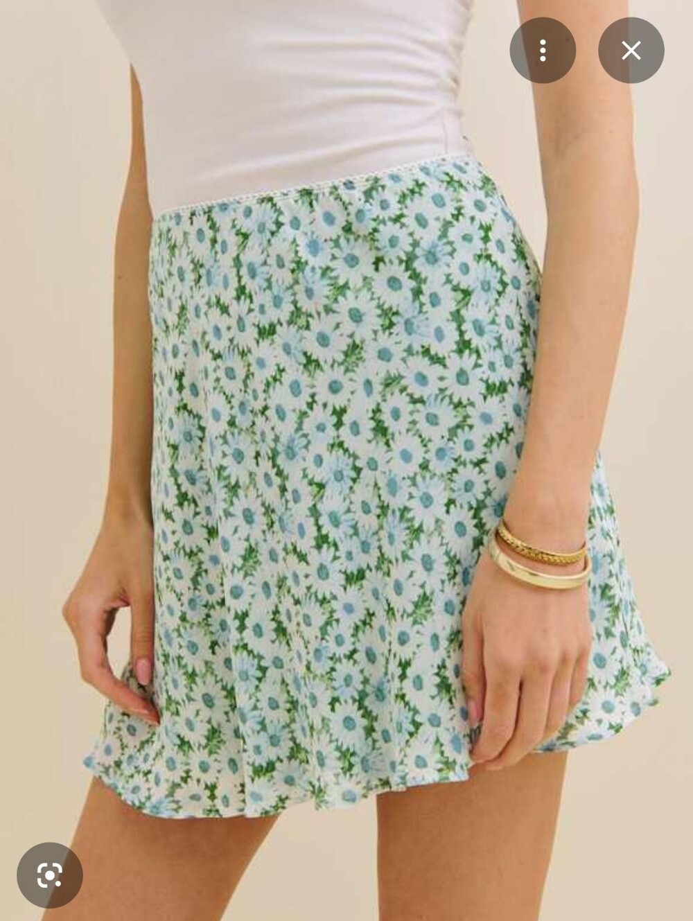 Reformation Brandy Mini Skirt Daisy Floral Green White Small